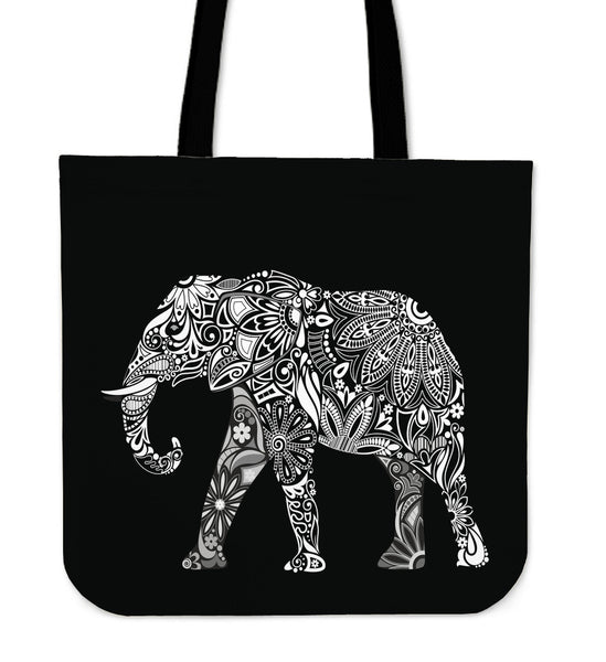 Jute cotton printed elephant tote bag (16x16 inches) – Aarika Decor